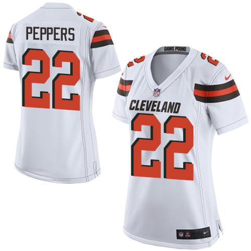 Nike Browns #22 Jabrill Peppers White Women's Stitched NFL New Elite Jersey